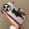INS Cartoon Black Cat Laser Phone Case For iPhone 17 Pro Max 16 15 14 Pro Max Plus 13 Mini 12 11 Pro Max Shockproof Back Covers