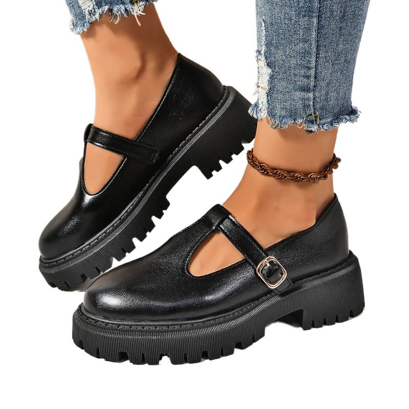 Shoes Ladies Buckle Strap Women's High Heels Classics Office & Career Pumps Women Round Toe Med Heel Plus Size Shoes Female