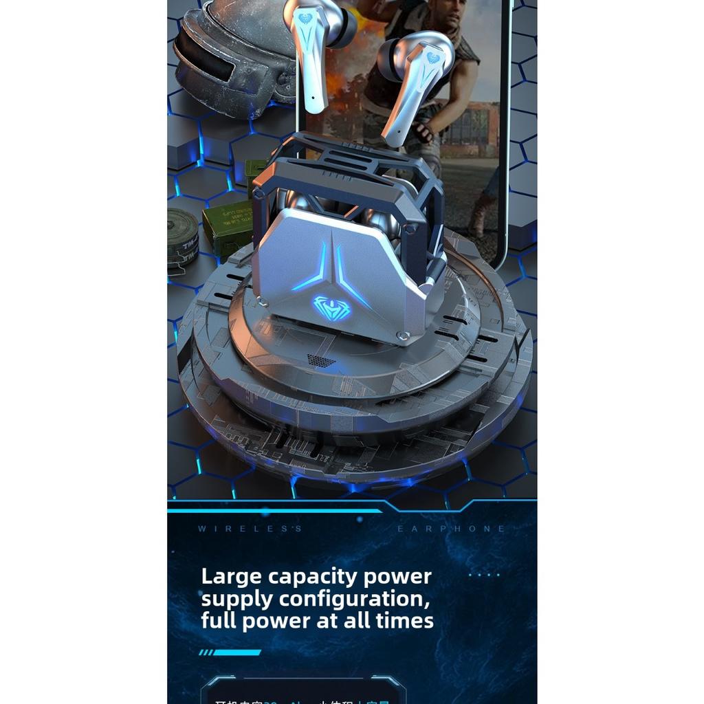 TWS Bluetooth Earphone, Wireless Headphones, Stereo True Wireless Earbuds, HiFi Sound with Ambient Light Headset Gamer