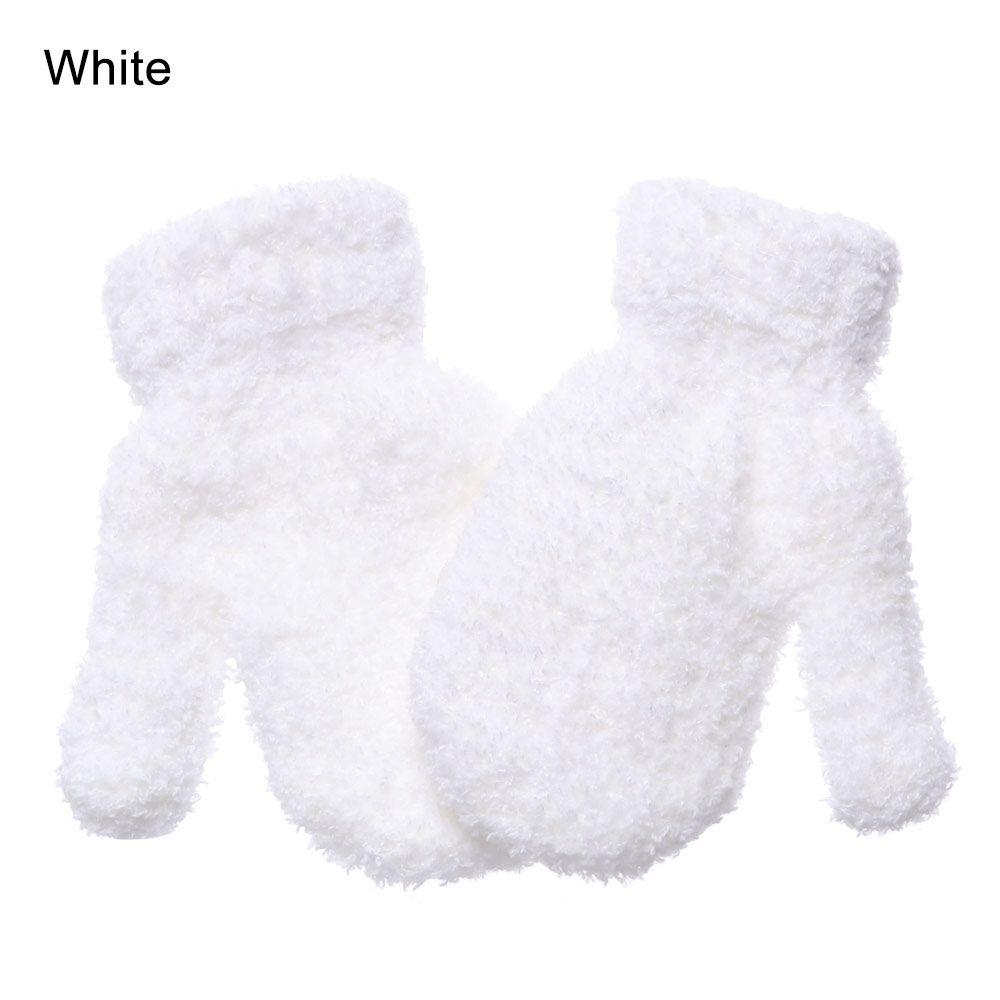 Hot Sale Winter Soft Warm Baby Lovely Full Fingers Kids Gloves Coral Plush Mittens Candy Color