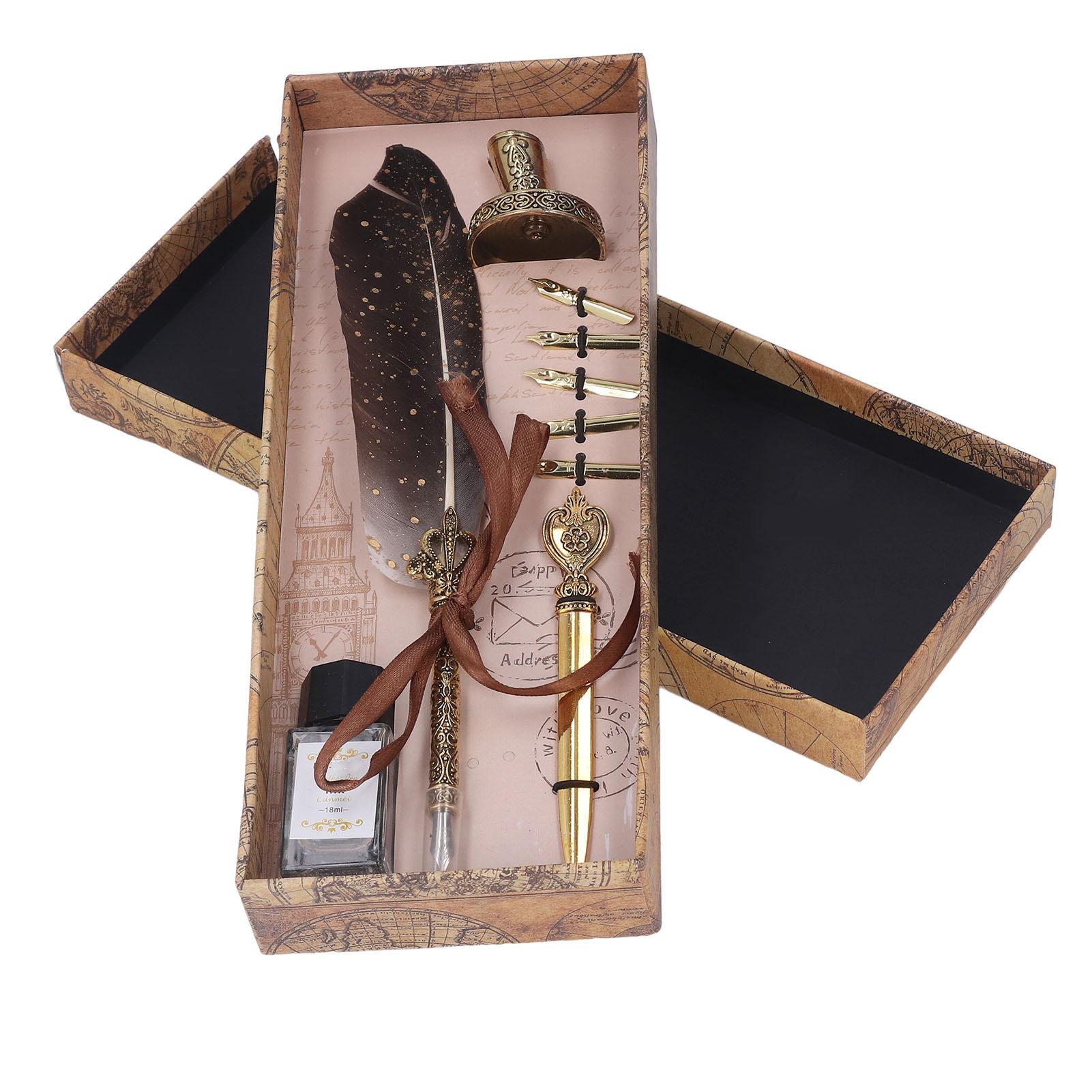 

Набор ручек с 5 сменными наконечниками, ручка для открывания писем, набор гусиных ручек для пустых бутылок Gray