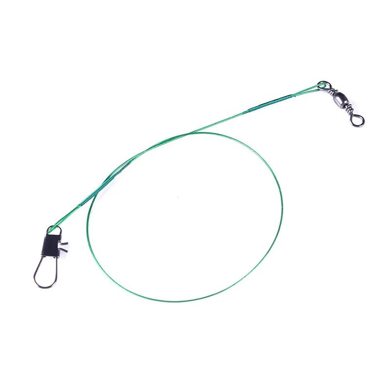 50pcs Steel Fishing Line Super Strong Tensile Force Anti Bite Steel Wire Leader with Rotating Snaps Fishing Lead Wire