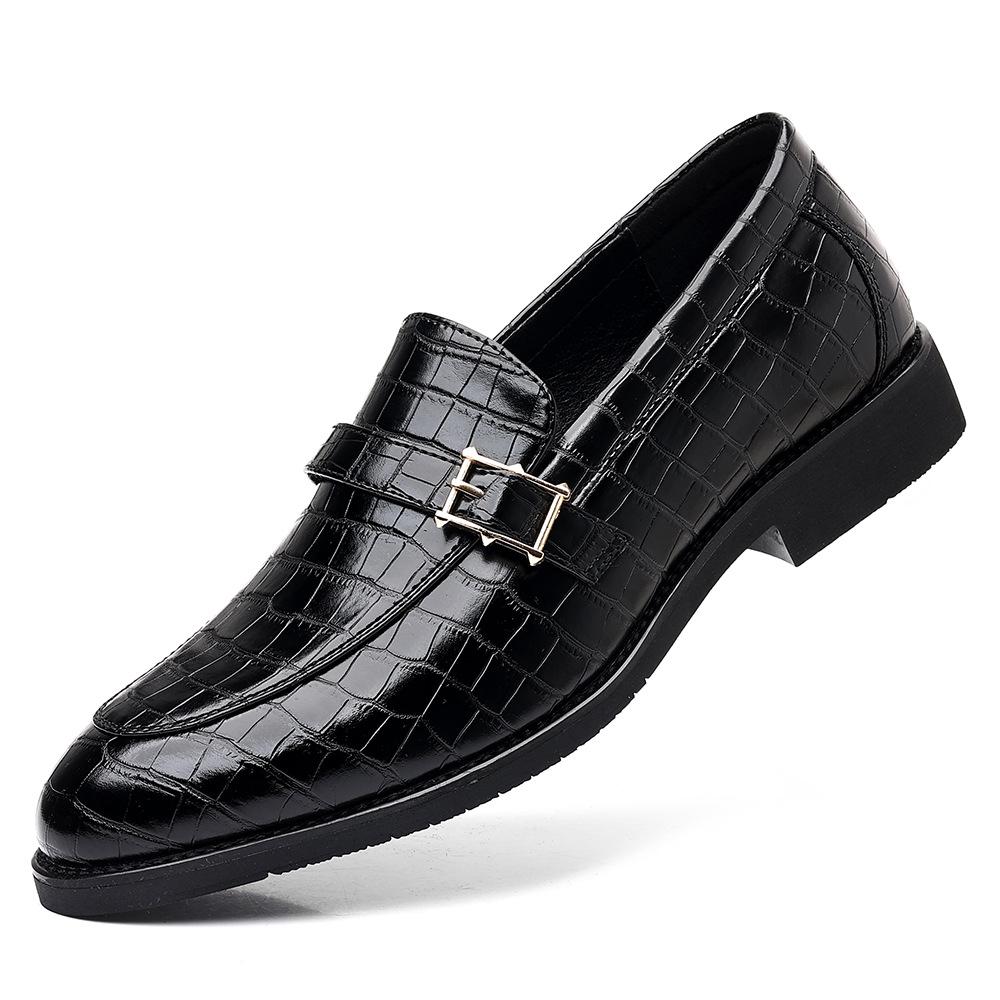 Leather shoes men's fashion casual beanie shoes crocodile pattern men's British pointed head large size 48