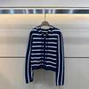 26th Anniversary Embroidery Stripe Knit Zipper Hooded Cardigan - Loose Fit Sweater