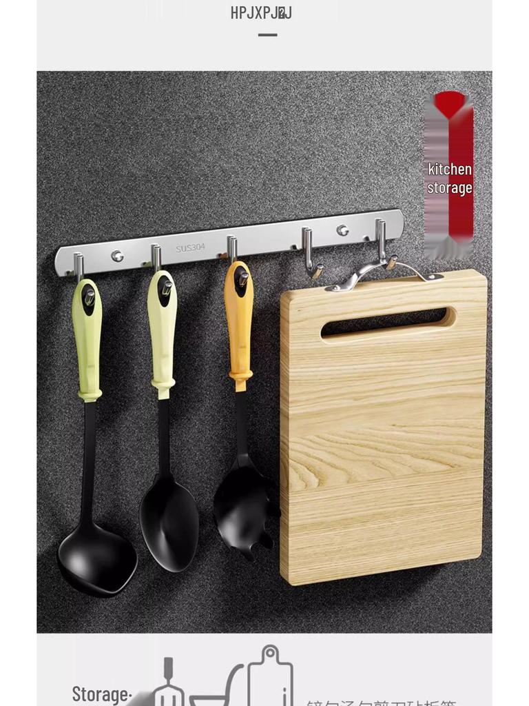304 Stainless Steel Wall-Mounted Hook Rack for Kitchen & Bathroom