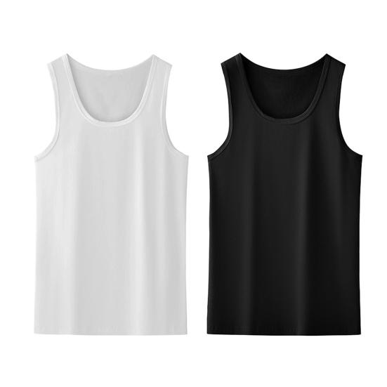 Menn Sport Vest O-hals Ermeløs Fitness Vest Slim Fit Ensfarget Tank Top Stretchy