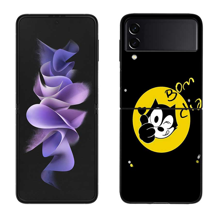 

F-Забавный чехол для телефона Кот Феликс для Samsung Z Flip 7 6 5G Galaxy Z Flip 5 4 3 Черный Жесткий Чехол для Телефона Роскошный ПК Корпус Coque Samsung Z Flip 6 5G