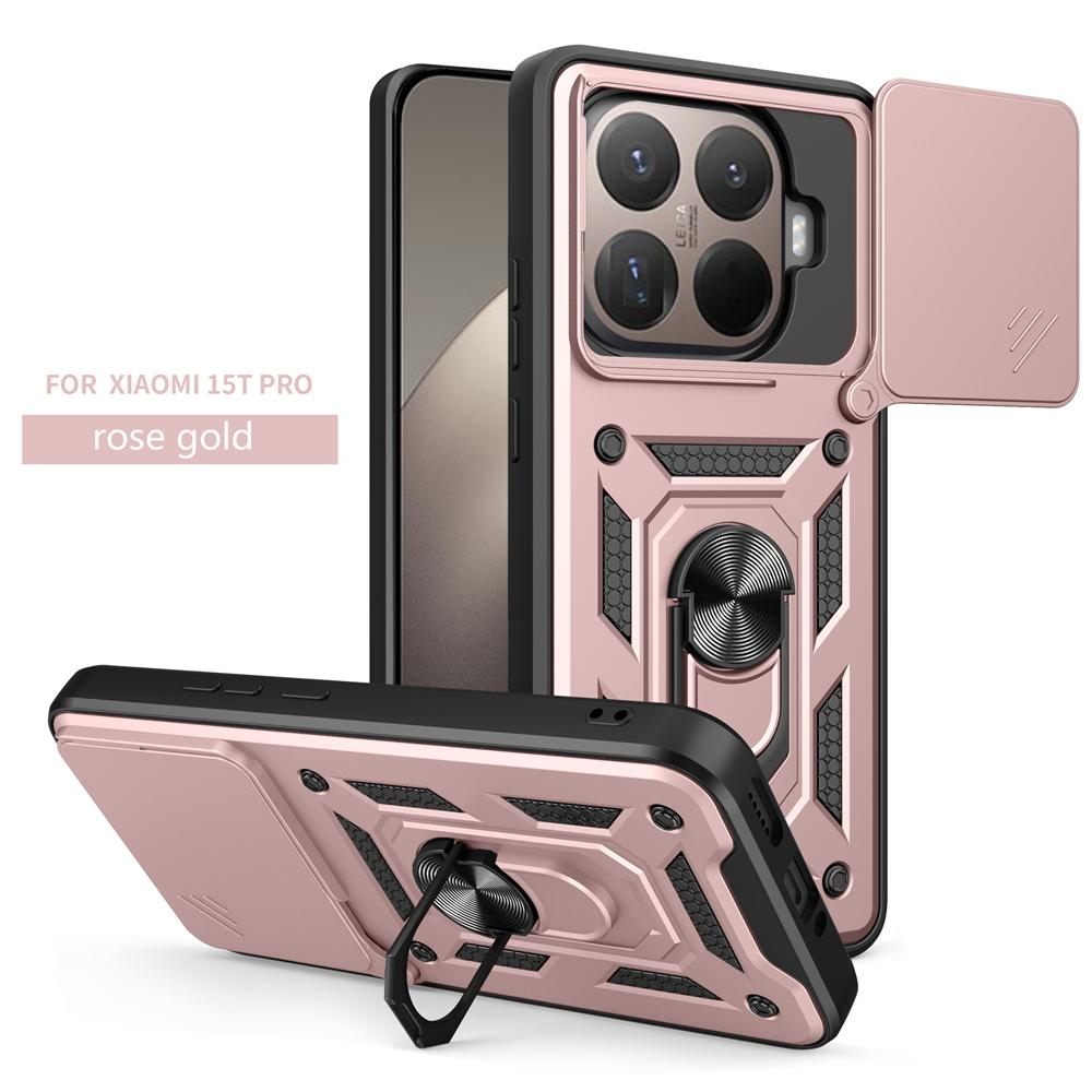 For Xiaomi 15T Pro 5G Case Magnetic Holder Ring Armor Shockproof Cases for Mi 15T 15 T 15TPro Slide Lens Protector Cover