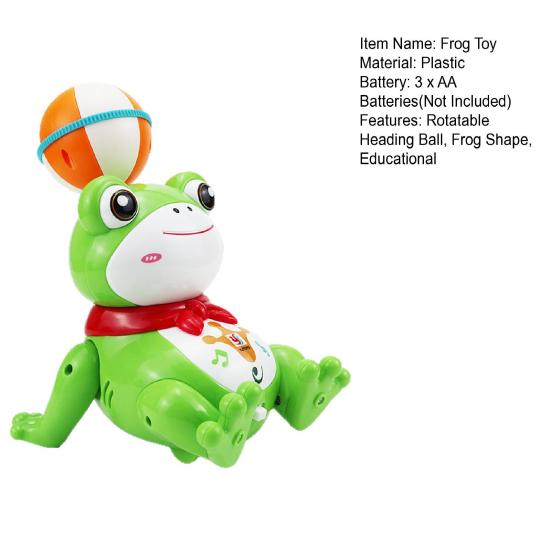 Electric Walking Frog Toy with Music Light Rotatable Heading Ball Stunt Frog Toy Toddlers Boys Girls Tummy Time Interactive Crawling Animal Toy