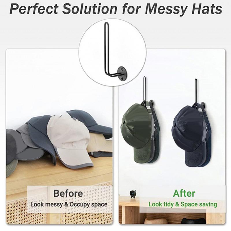 Uchwyt na czapki bejsbolowe Organizer na czapki na ścianę Wieszak na czapki Oszczędzający miejsce Mieści Haczyki na czapki w kształcie L Uchwyty na czapki do montażu ściennego Organizery