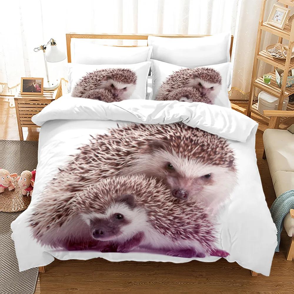 3D Hedgehog Animal Bedding Set Queen Duvet Cover Set Soft Bed Cover Queen Bedroom Bed Cover And Pillowcases Kids Home Textiles