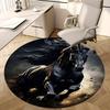 Schwarzes Pferd, Fantasy-Kunstwerk Stuhlmatte Runder Teppich Büroteppich, Maschinenwaschbar, Rutschfest, Geeignet für Wohnzimmer, Schlafzimmer