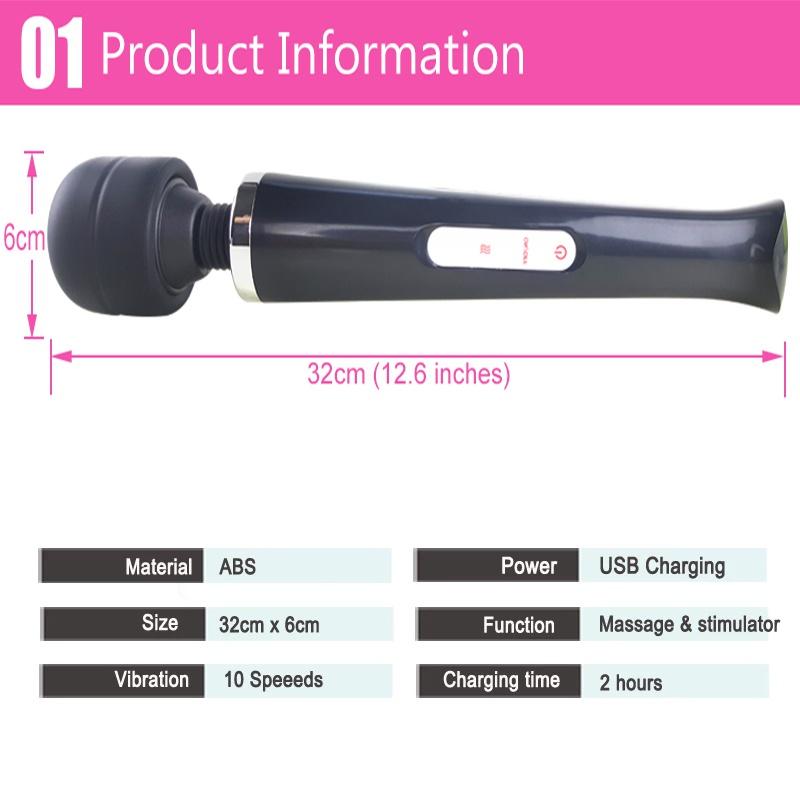 Riesige Zauberstab-Vibratoren für Frauen, USB-Aufladung, großer AV-Stick, weibliches G-Punkt-Massagegerät, Klitoris-Stimulator, Sexspielzeug für Erwachsene für Frauen