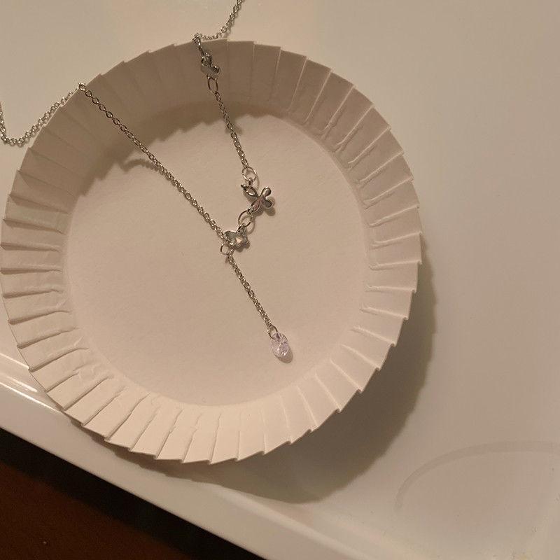 Butterfly zircon pendant necklace women s light luxury high-end temperament accessories niche design clavicle chain