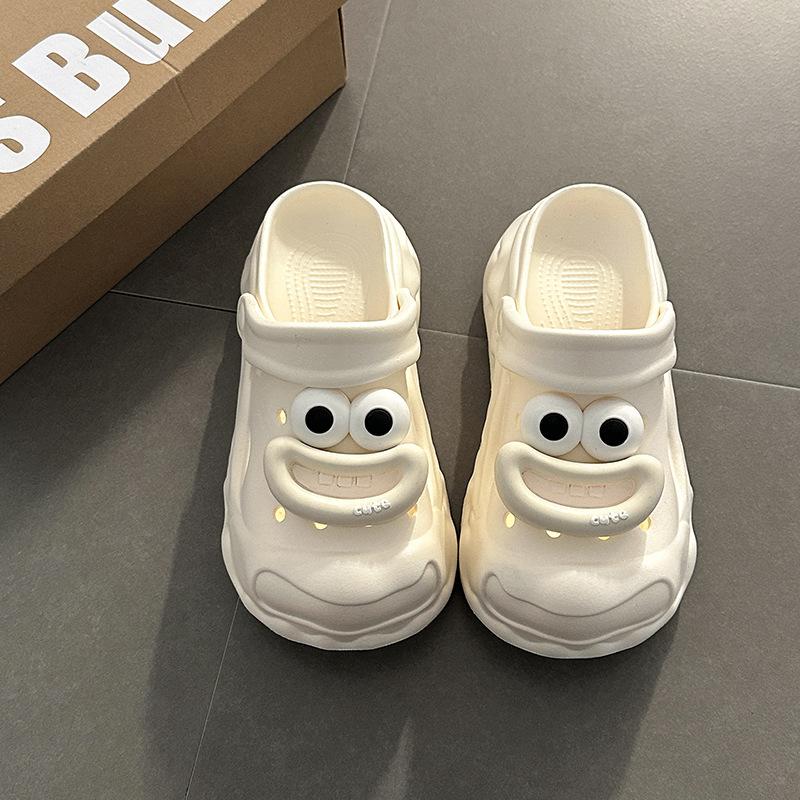 

Милые мультяшные туфли с дырочками женские новые летние толстая подошва увеличивают рост два способа носки с закрытым носком и полушлепанцы 39-40 бежевый