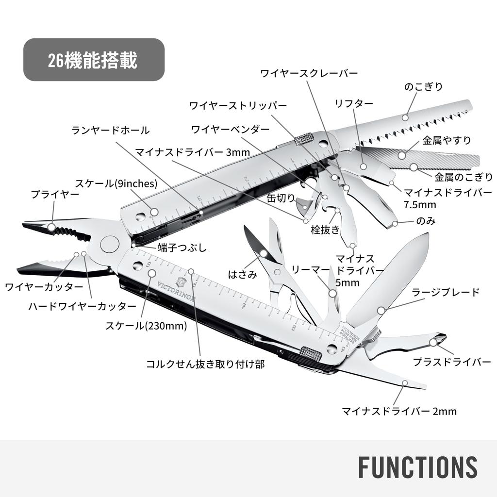 Victorinox Swiss Tool MX Silver with Nylon Swiss Army DIY with 26 Locking Model Case, Knife, Multi-Function Knife, Pliers, Swiss-Made Multi-Tool