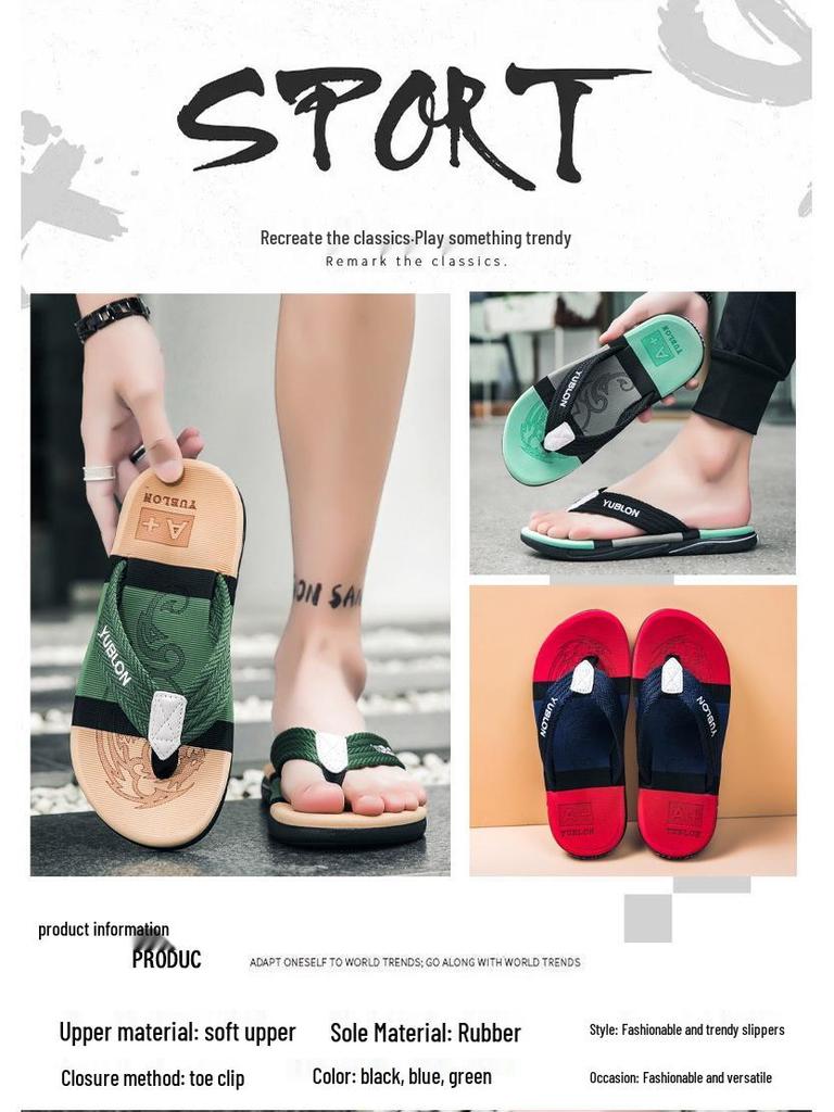 Plus Size Korean Style Men's Flip Flops: Trendy Beach Sandals with Personality