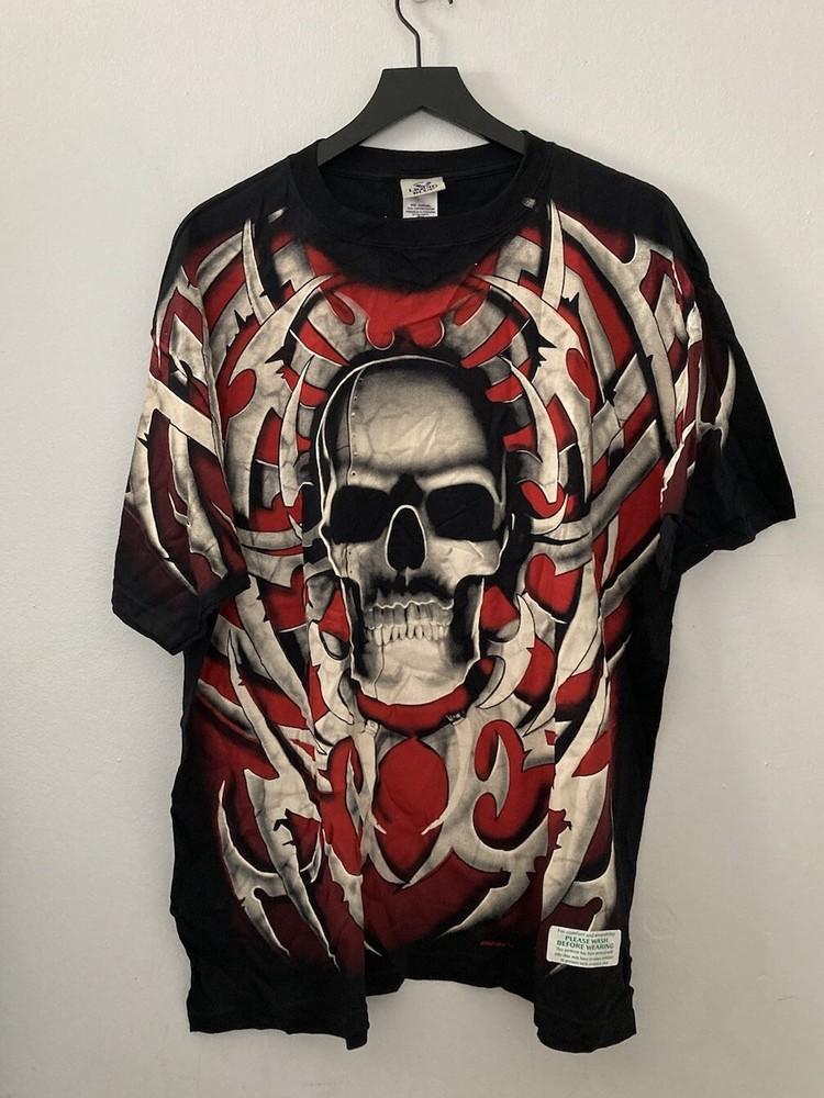 

Vintage Liquid Blue Skull Shirt Men’s XXL 1998 Tribal Double sided New Unisex T-Shirt M