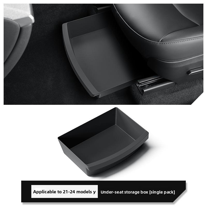 Autoaufkleber 2025 HEISS Für Tesla Model Y Juniper 2021-2025 Unter Sitz-Aufbewahrungsbox Fahrer- und Beifahrer-Stil TPE Aufbewahrung Modifiziert
