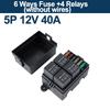12V/24V 40A 4/5 Pin 6-Way Fuse Relay Box 4 Relay Holder Standard ATO Fuse Block with Free Assembly for Car Motorcycle Relays 5