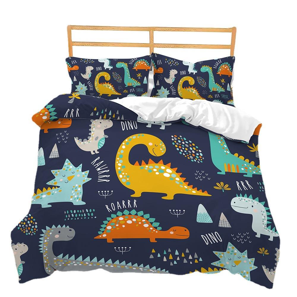 Animal Dinosaur Three-Piece Quilt Cover Children'S Bedding Digital Printing Four-Piece Batch