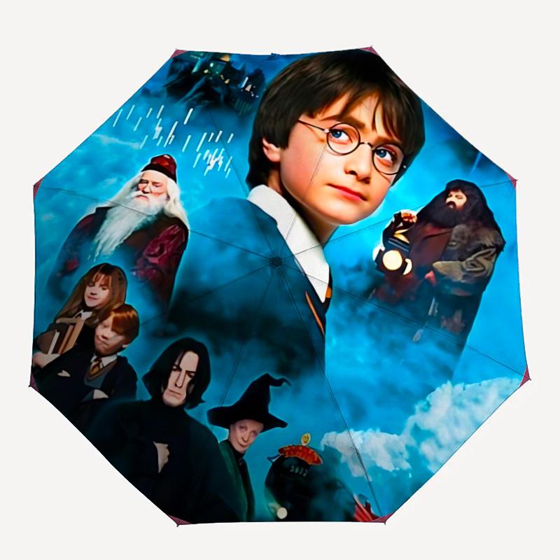 

1pc Harry Potter Automatic Folding Umbrella, Portable Collapsible Design, 8-Rib Iron Frame, , All-Season Casual Outdoor Accessory yy0901148