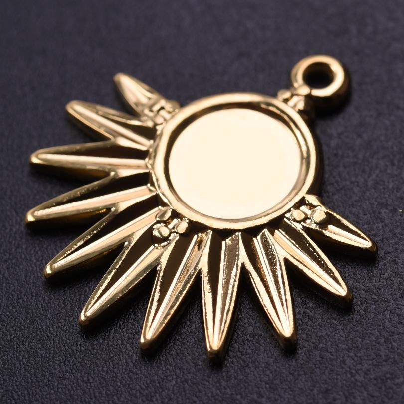 6Pcs Heart Sun Angle Pendants Base Flat Bails Round Stainless Steel Charms For Jewelry Making Supplies Diy Enamel Stone Crystal