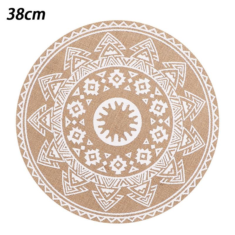 Boho Mandala Round Placemats Heat-Resistant Linen-Cotton Table Mats Washable Non-Slip Dining Decor