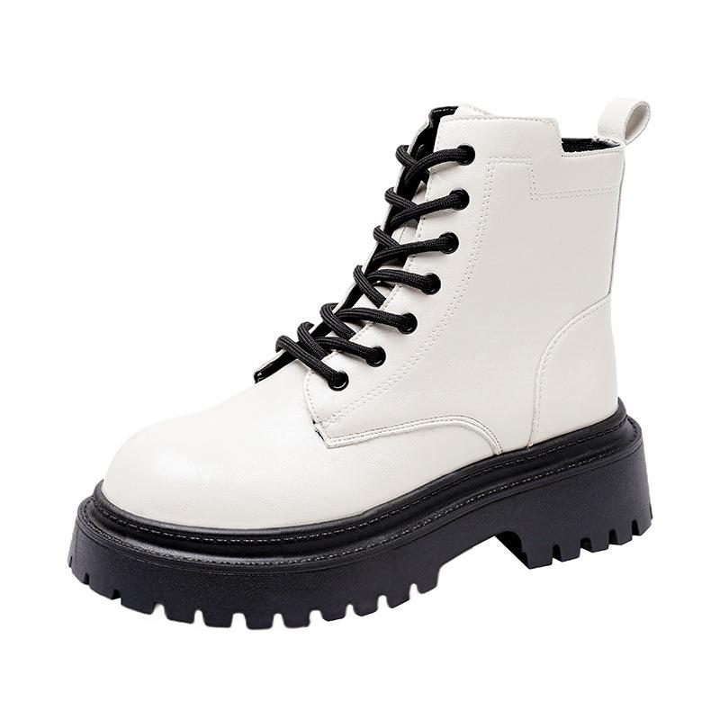 

Plus size martin boots women s autumn and winter new platform short lace-up motorcycle trendy cool cargo boots women 42