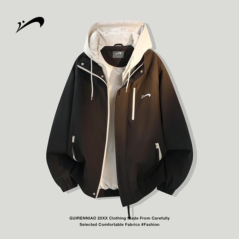 Guirenniao Men s Color-block Hooded Jacket M