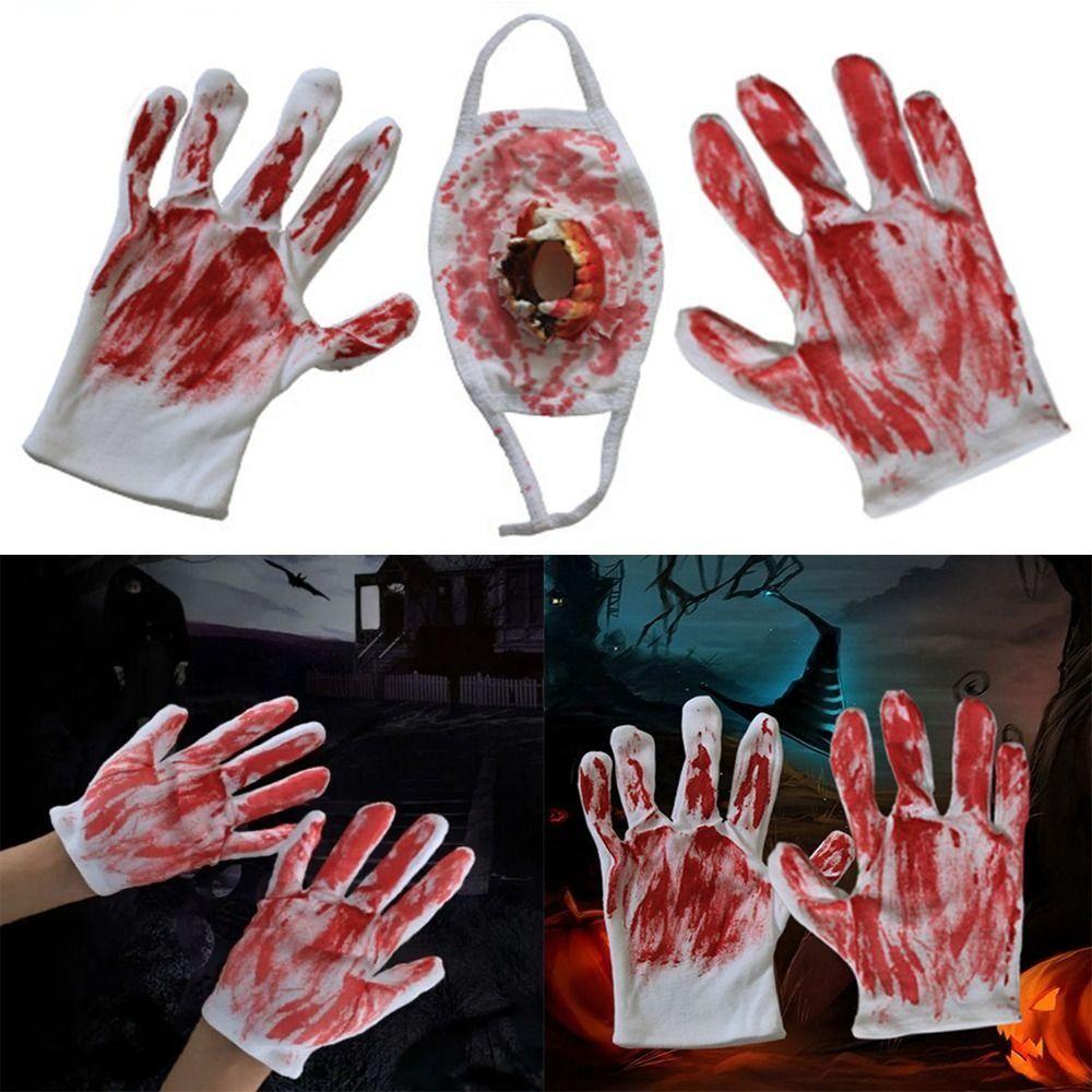 Ghost Blood Mittens Dress Up Cosplay Props Terrifying Blood Stain Masks  Prank