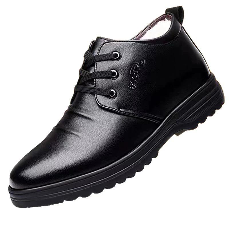 

Зимние флисовые мужские ботинки броги, мужская обувь из коровьей кожи, модные мотоциклетные ботинки, мужские удобные ботильоны, повседневная обувь 39 чёрный