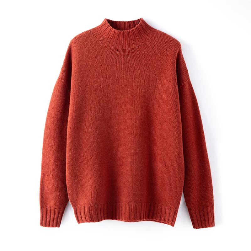 

Новый бесшовный цельнокроеный полуводолазка шерстяной свитер женский 0 чистая шерсть свободный свитер с подкладкой утолщенный вязаный свитер женский M