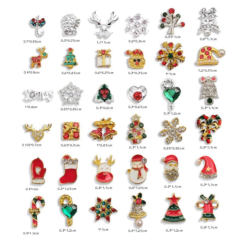 Christmas Alloy Nail Art Decorations: Snowman, Bell, Elk, Tree