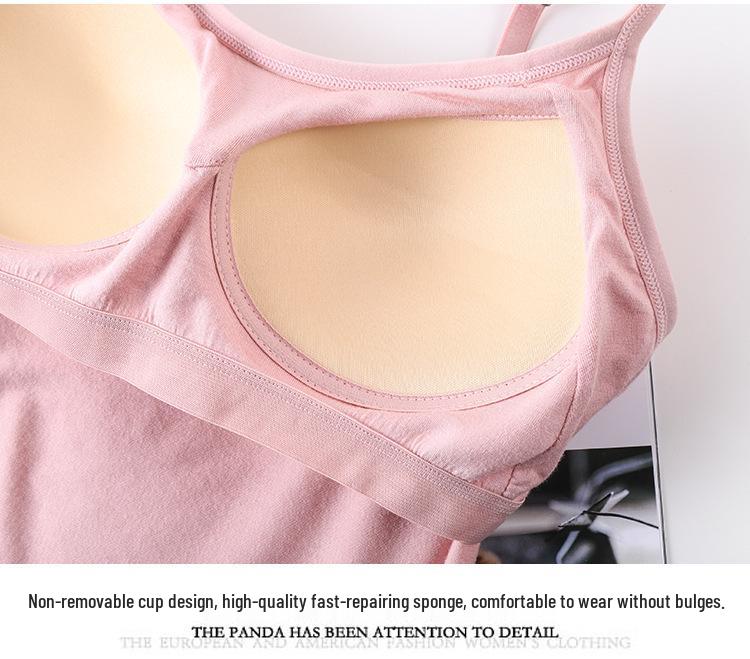 Women's Modal Padded Anti-Exposure Camisole Long Undershirt Yoga Top