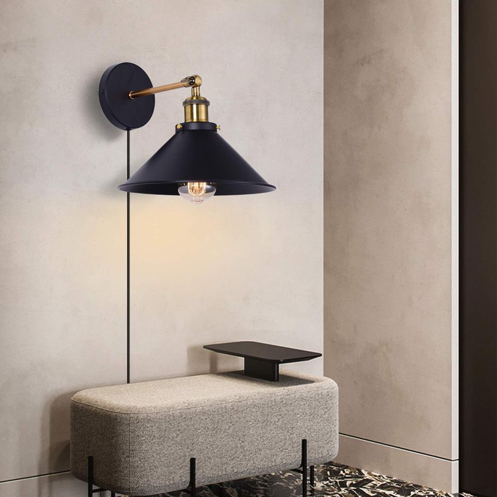 Lightess Retro Wall Light, Outlet-Type Bracket Light, No Installation Required, 180° Adjustable Angle, Dimmer Switch, Spotlight, Entryway Light,