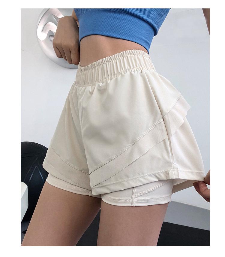 Women's Quick-Dry High-Waist Running Shorts, Anti-Exposure, Two-Piece Design.