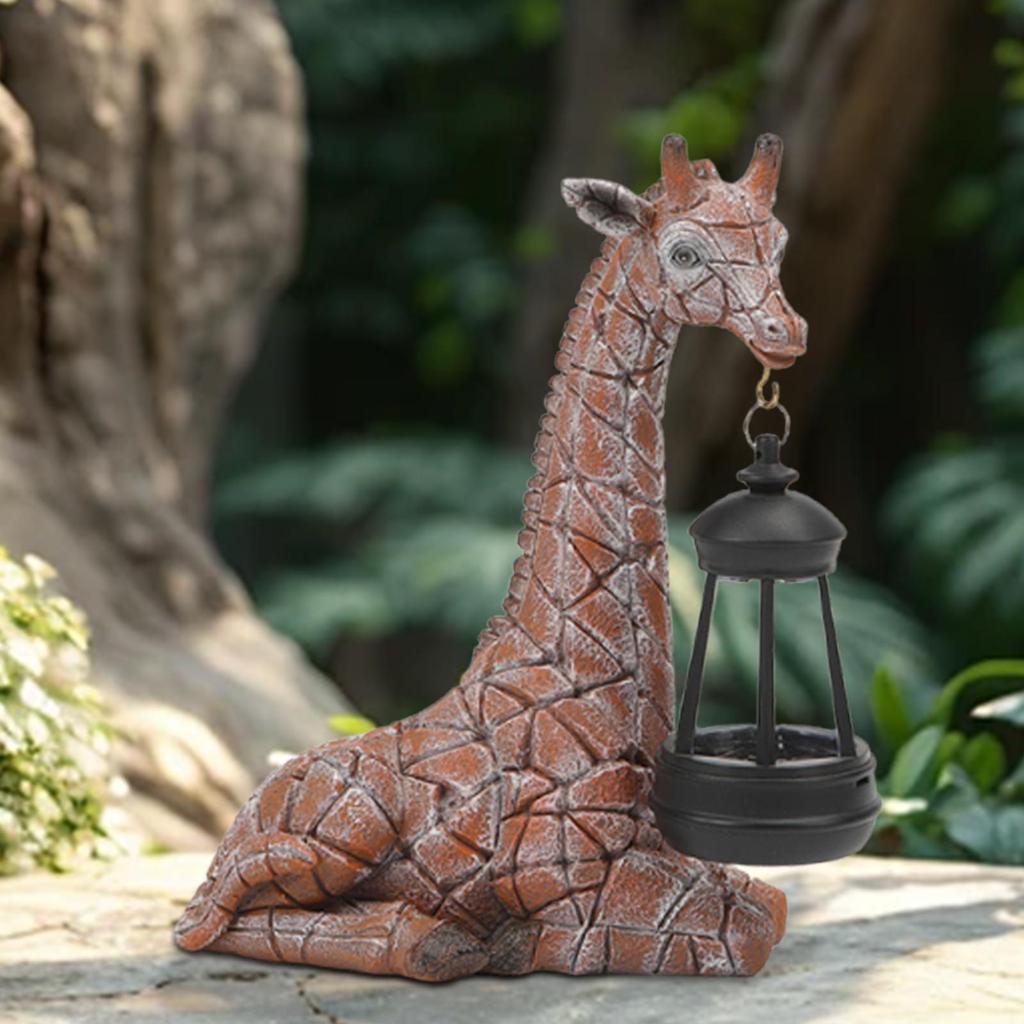 LED Solar Resin Giraffe Statue Outdoor Decorations Garden Statue Art for Lawn Porch Walkway Yard