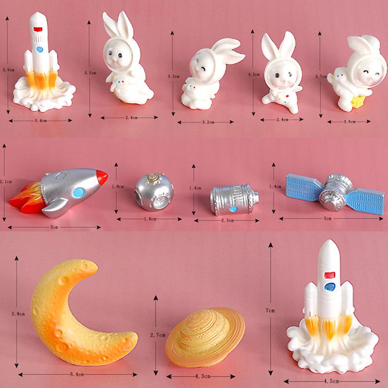 

1Pc Cartoon Space Rabbit Micro Landscape Resin Crafts Diy Home Accessories