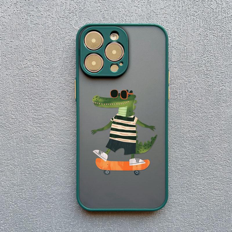 Kreatives Cartoon-Tier Krokodil Löwe Handyhülle Für iPhone 17 16 Pro Max 15 14 Pro Max Plus 11 12 13 Mini Pro Max Hülle Fundas