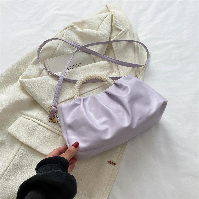 Gefaltete Mode ausländischer Stil Perlenhandtasche 2025 Frühling neu vielseitig ins Textur Schulter Messenger kleine quadratische Tasche