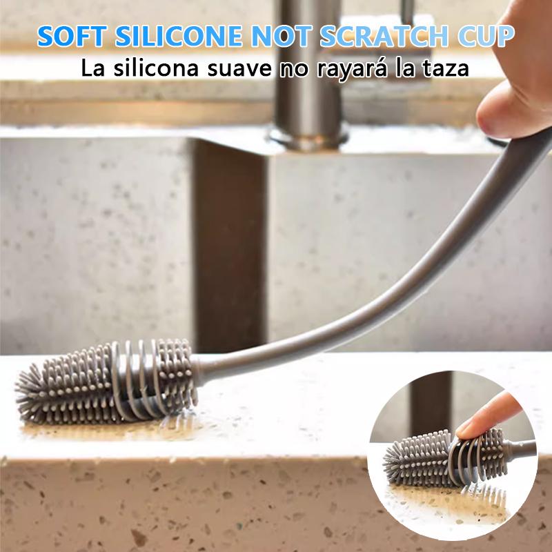 Silicone Milk Bottle Brush Cup Cleaner Glass Cleaner Kitchen Long Handled Beverage Bottle Glass Cup Cleaning Brush