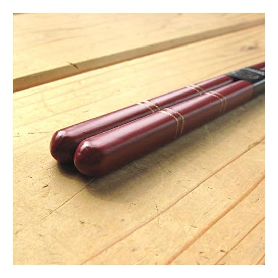 Nagao Chopsticks and Chopsticks Case Set, 23cm, Gold Double-Line Design, Vermilion, Wood, Made In Ja
