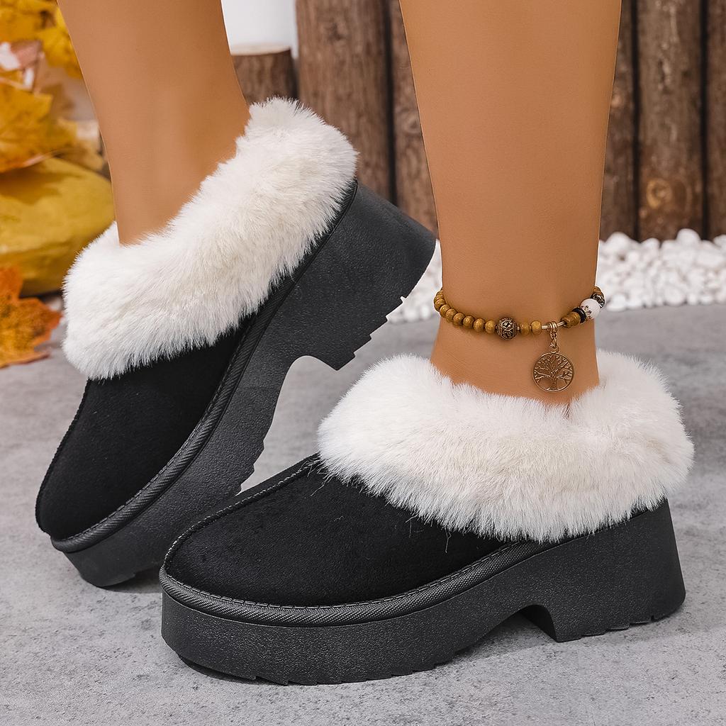 New Platform High Heels Snow Boots Women Cotton Shoes 2025 Trend Brand Fashion Ankle Boots Winter Warm Short Plush Zapatos Mujer