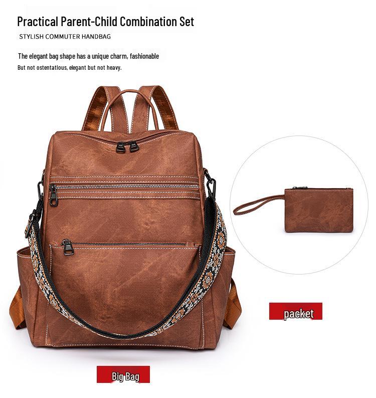 Cute Retro Lightweight Backpack for Women & Girls - Large Capacity, Dual-Purpose for Leisure & Travel