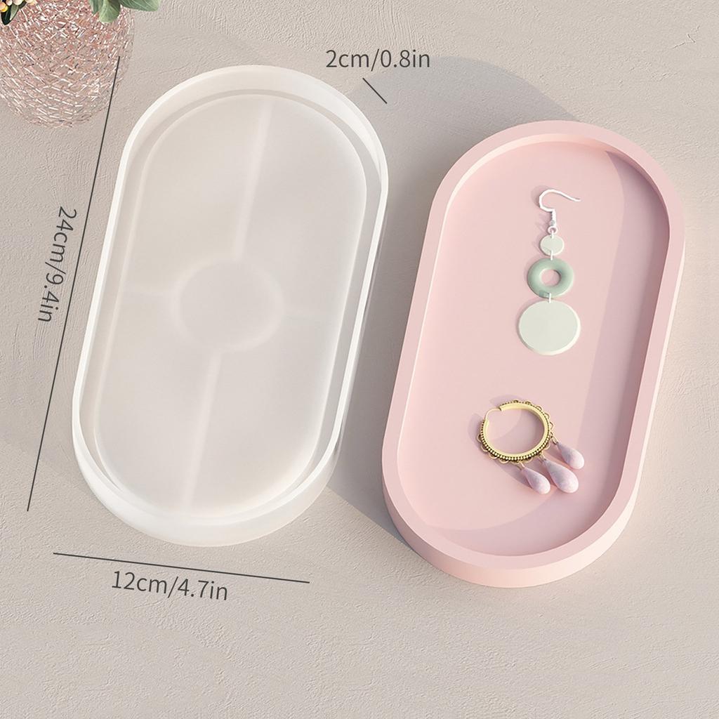 Oval Tray Coaster Mold Epoxy Resin Mold  Plate Dish Cup Mat Silicone Mould  Crafts Jewelry Holder Organizers Molds