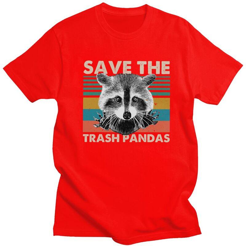 Custom Save The Trash Pandas Raccoon T Shirt for Men Tshirt Leisure Tees Short Sleeves Animal Racoon Tshirts Loose Fit Clothing S