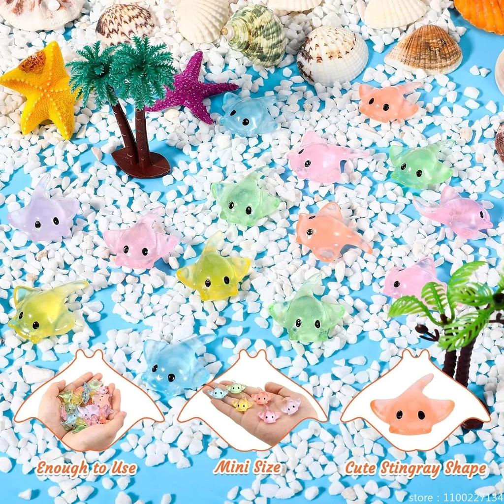 100/50Pcs Miniature Sting Ray Figurines Sculpture Realistic Resin Sting Ray Cake Topper Mini Sting Ray Sea Animal Figurine