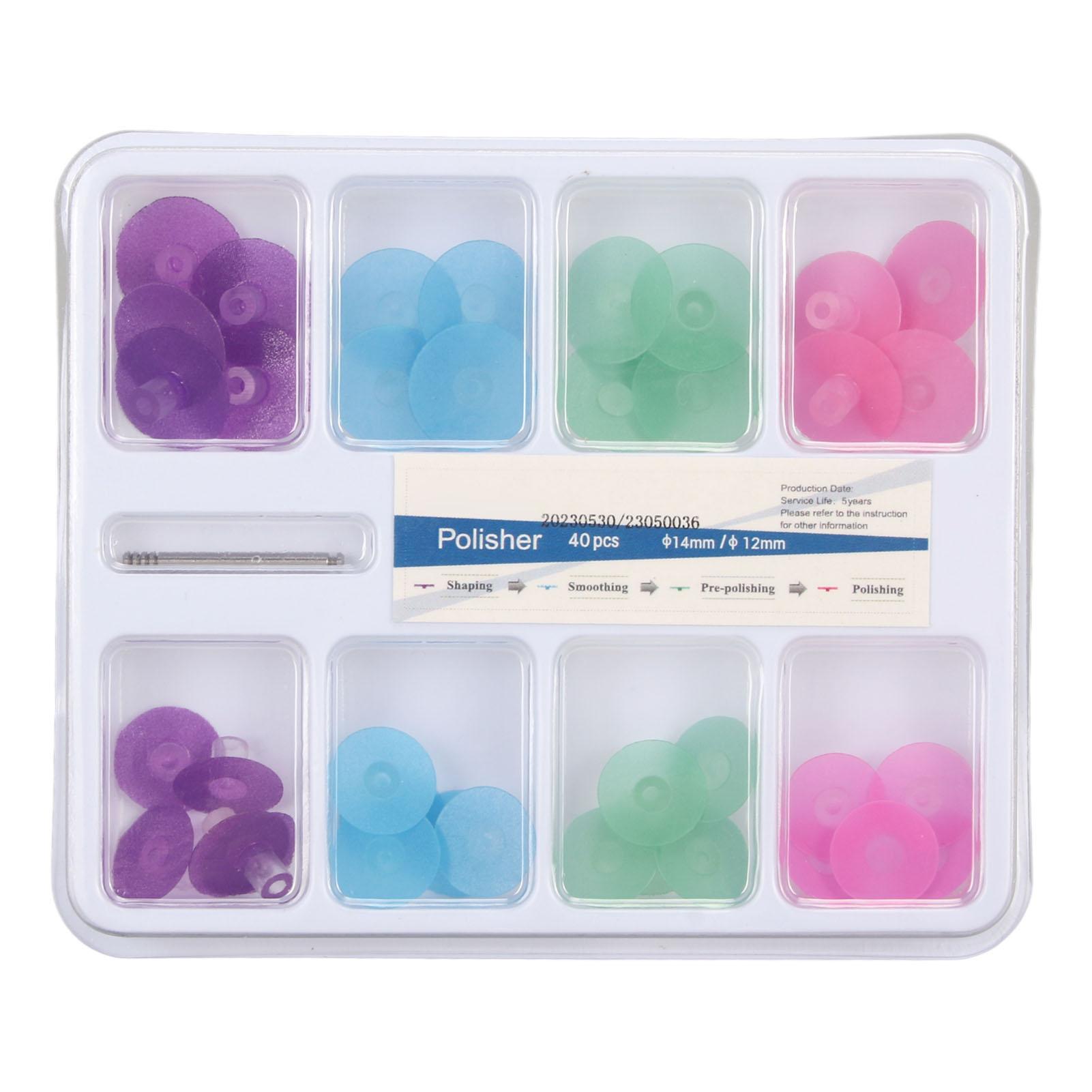 

40pcs Dental Polishing Discs Set Surfaces Grinding Different Colors Oral Teeth Polishing Disc Mandrel Type A