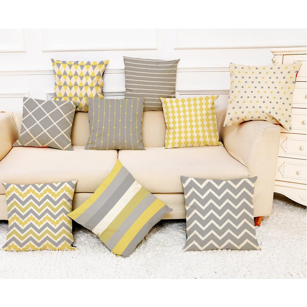 Geometric Gray Cushion Pillowcase Geometry Decorative Yellow Pillow Creative Home Decoration for Sofa Cushions Customized